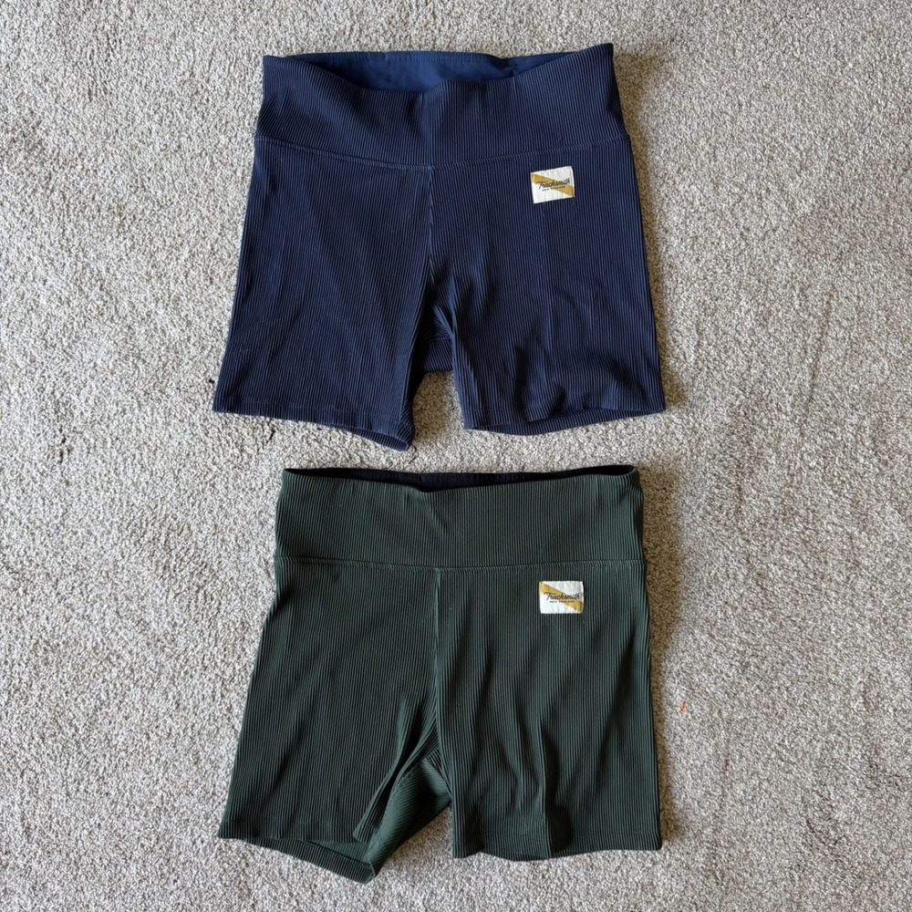 Tracksmith Women's Running Ribbed Bike Shorts L Lot of 2 Navy & Evergreen
